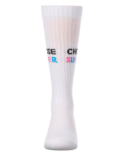 Girls "Choose Summer" Ribbed Cotton Blend Knee High Sock