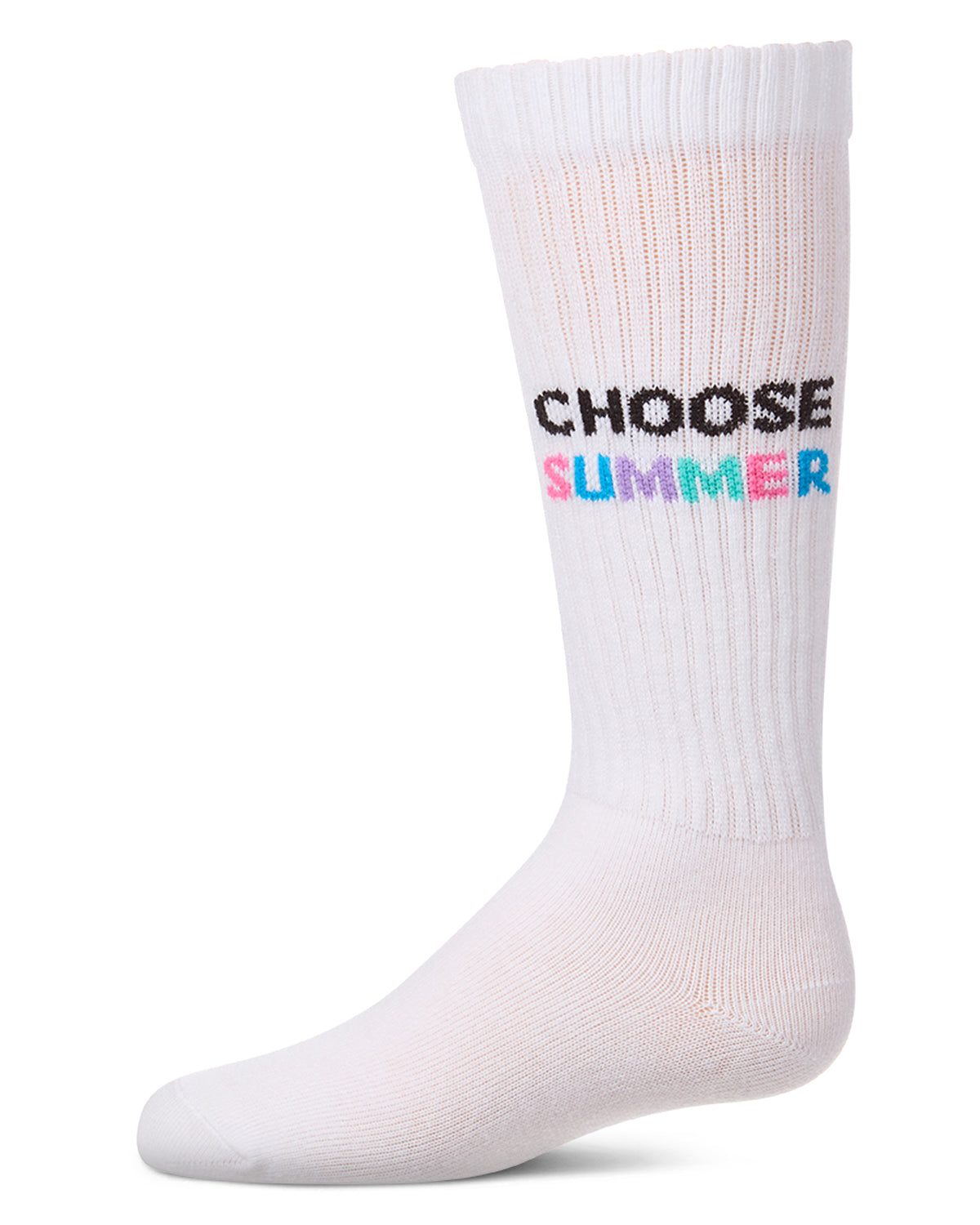 Girls "Choose Summer" Ribbed Cotton Blend Knee High Sock