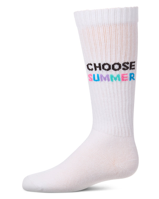 Girls "Choose Summer" Ribbed Cotton Blend Knee High Sock