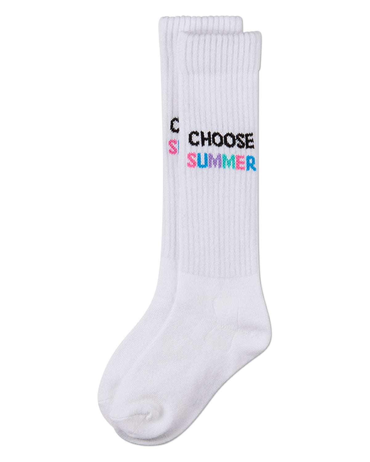 Girls "Choose Summer" Ribbed Cotton Blend Knee High Sock