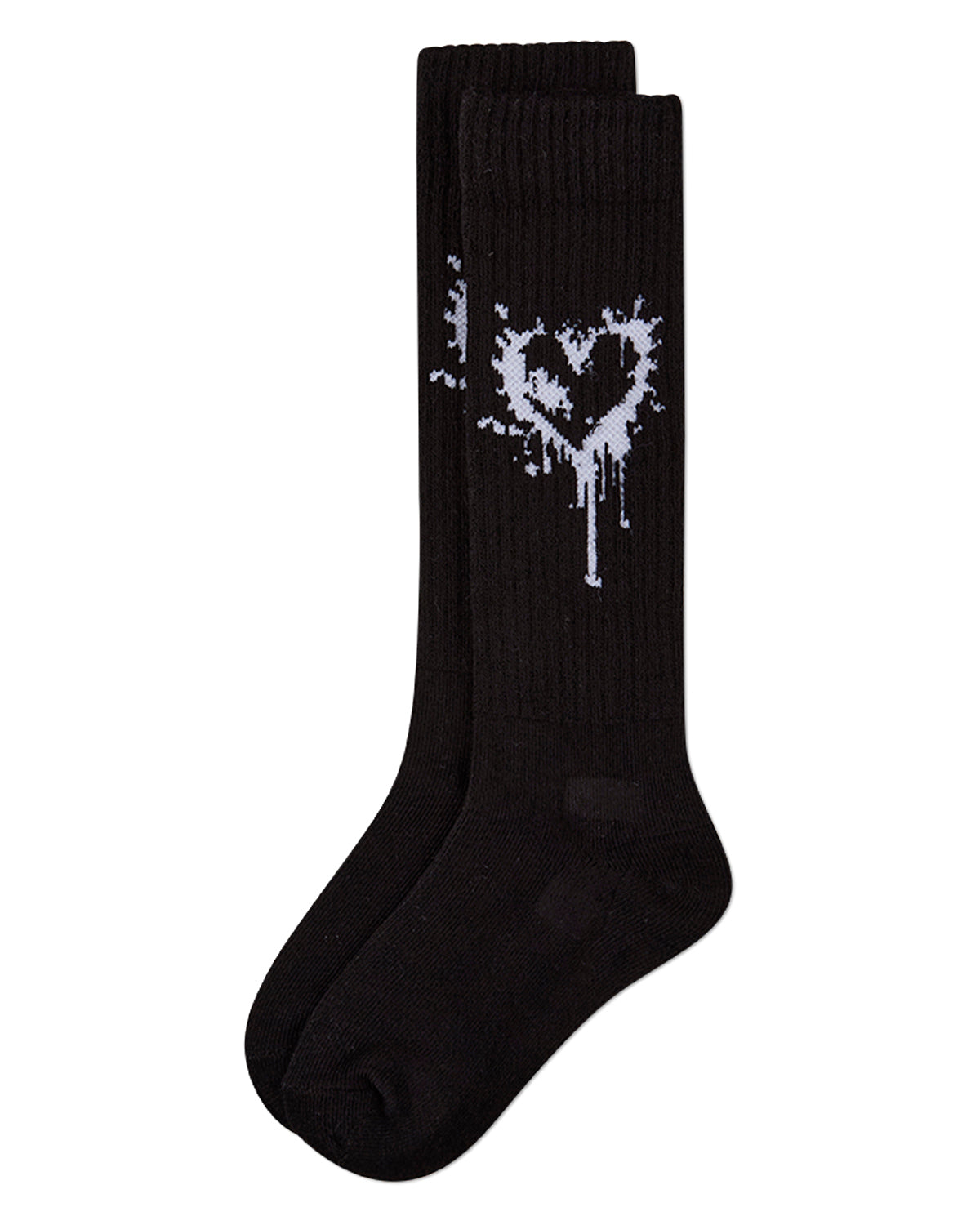 Girls "Dripping Heart" Ribbed Cotton Blend Novelty Knee High Sock
