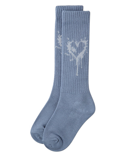 Girls "Dripping Heart" Ribbed Cotton Blend Novelty Knee High Sock