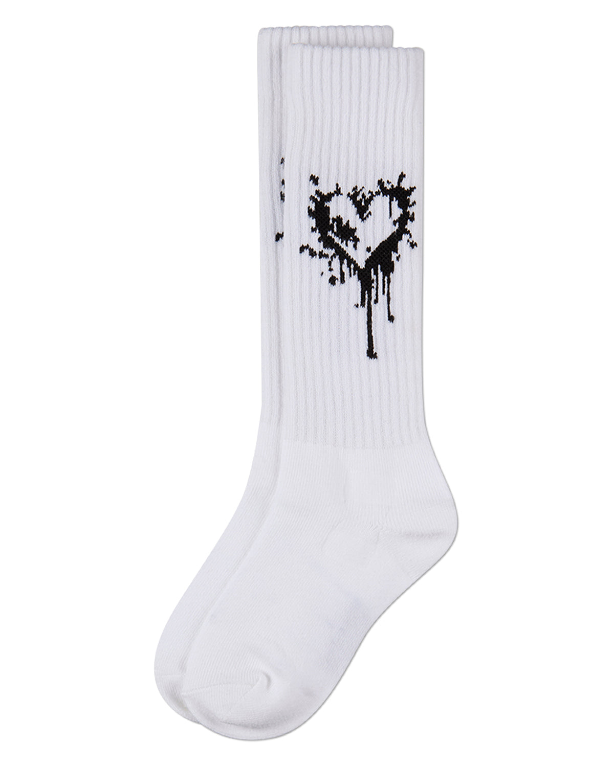 Girls "Dripping Heart" Ribbed Cotton Blend Novelty Knee High Sock