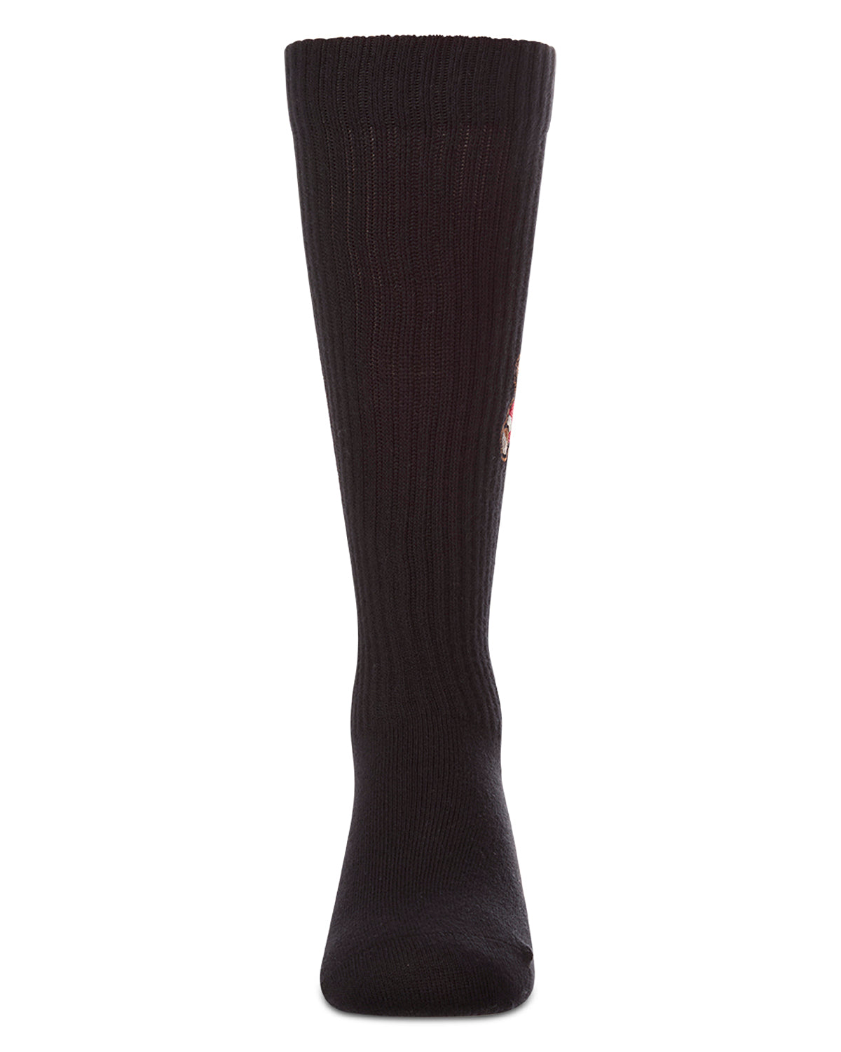 Girls Ribbed Cotton-Rich Knee High Sock with Embroidered Teddy Bear