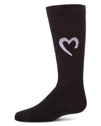 Girls "Open Heart" Ribbed Cotton-Rich Novelty Knee High Sock