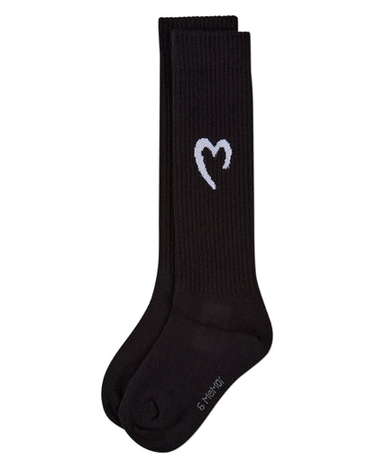 Girls "Open Heart" Ribbed Cotton-Rich Novelty Knee High Sock