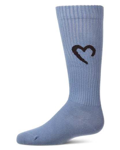 Girls "Open Heart" Ribbed Cotton-Rich Novelty Knee High Sock