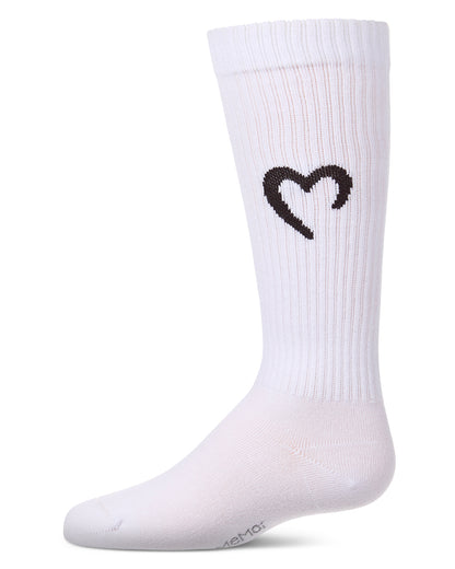Girls "Open Heart" Ribbed Cotton-Rich Novelty Knee High Sock