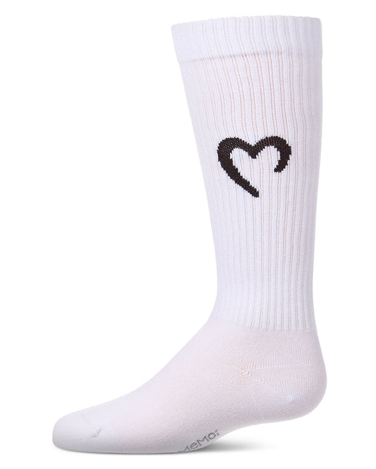 Girls "Open Heart" Ribbed Cotton-Rich Novelty Knee High Sock