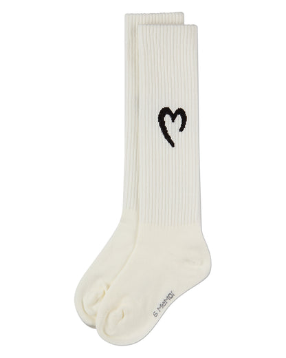 Girls "Open Heart" Ribbed Cotton-Rich Novelty Knee High Sock