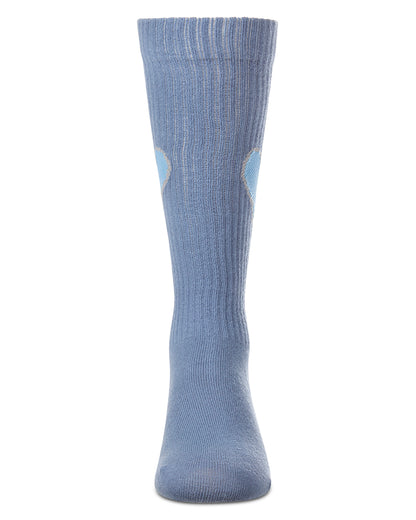 Girls "Filled Heart" Ribbed Cotton-Rich Novelty Knee High Sock