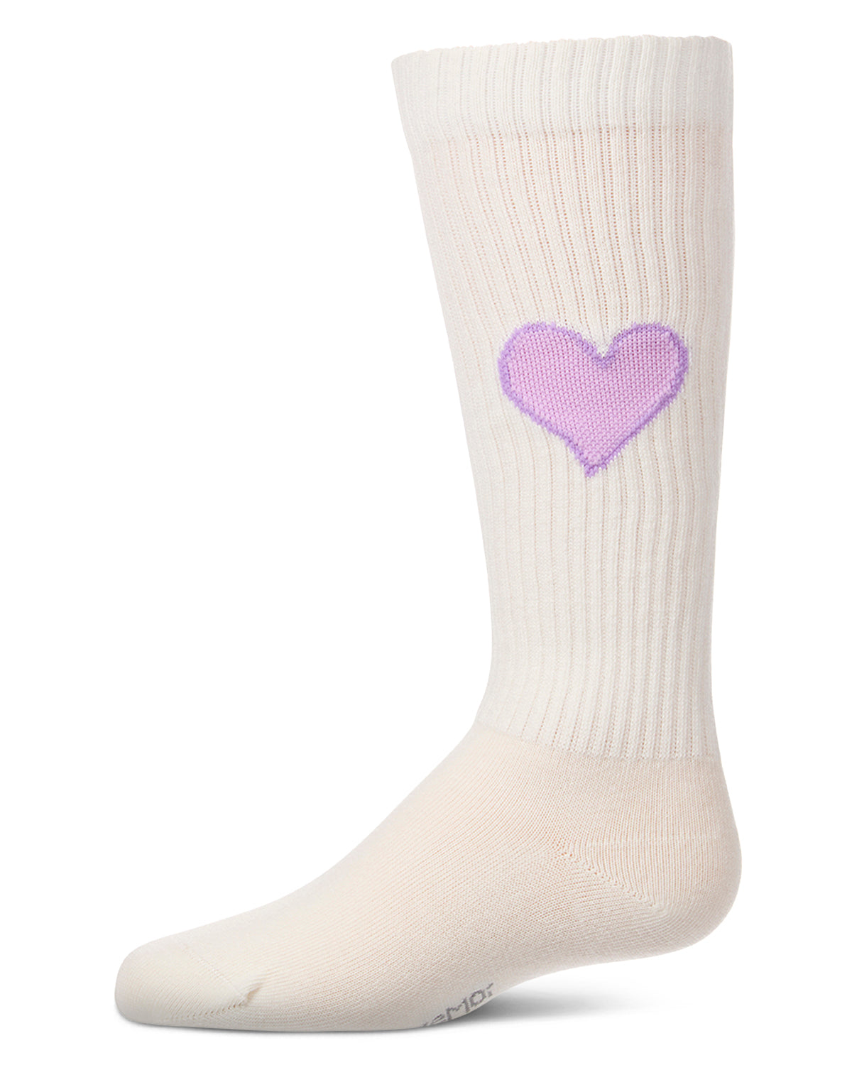 Girls "Filled Heart" Ribbed Cotton-Rich Novelty Knee High Sock