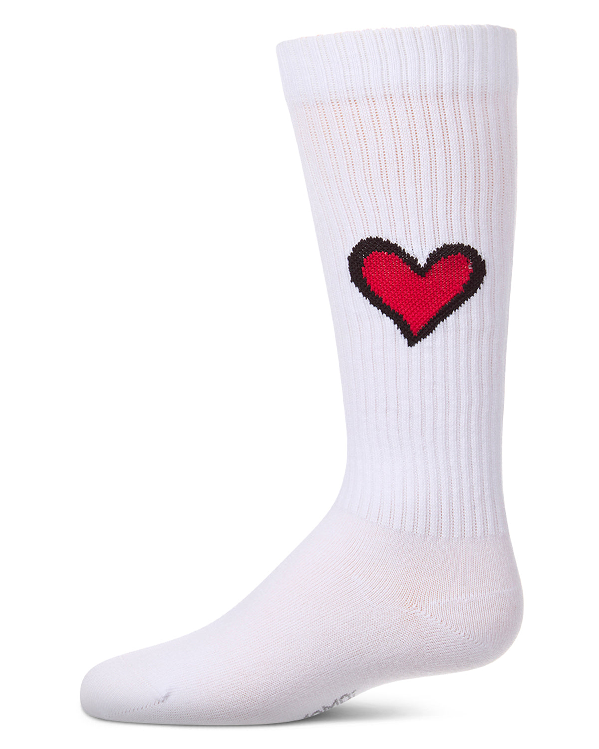 Girls "Filled Heart" Ribbed Cotton-Rich Novelty Knee High Sock