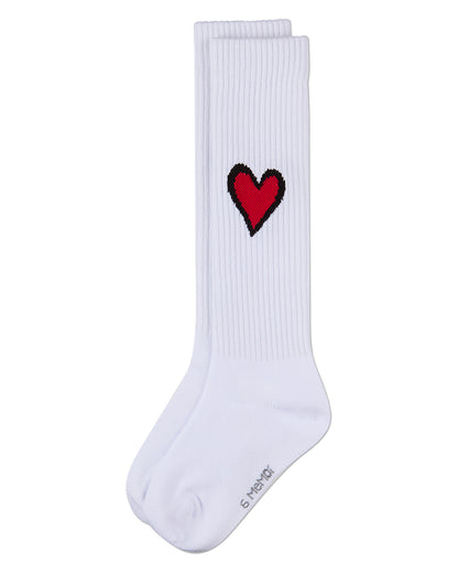 Girls "Filled Heart" Ribbed Cotton-Rich Novelty Knee High Sock
