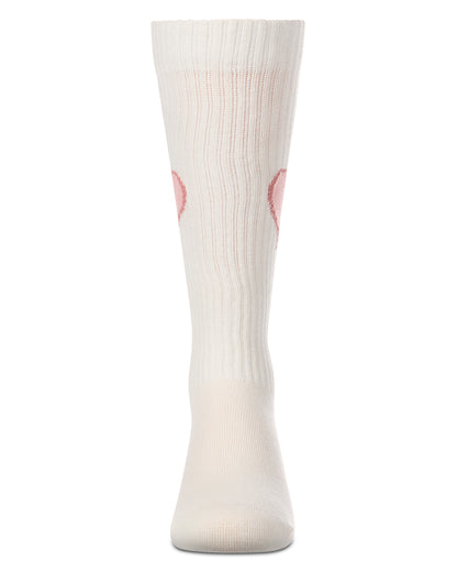 Girls "Filled Heart" Ribbed Cotton-Rich Novelty Knee High Sock