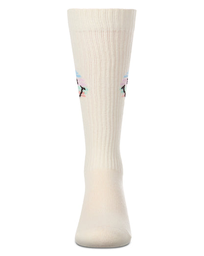 Girls "Colorful Smiley Face" Ribbed Cotton-Rich Knee High Soick