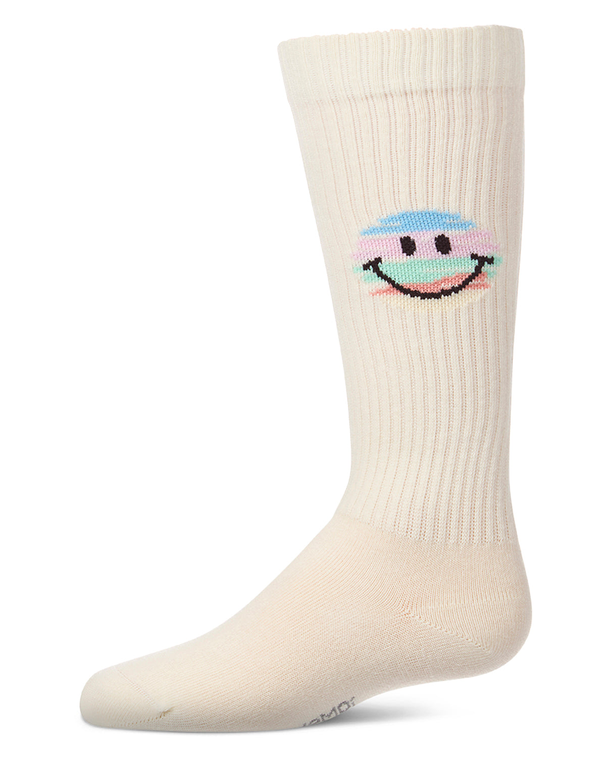 Girls "Colorful Smiley Face" Ribbed Cotton-Rich Knee High Soick