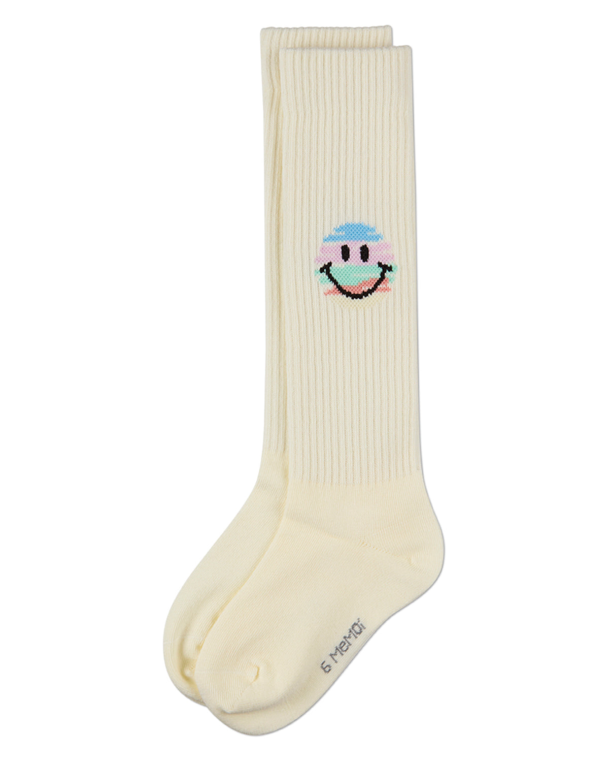 Girls "Colorful Smiley Face" Ribbed Cotton-Rich Knee High Soick