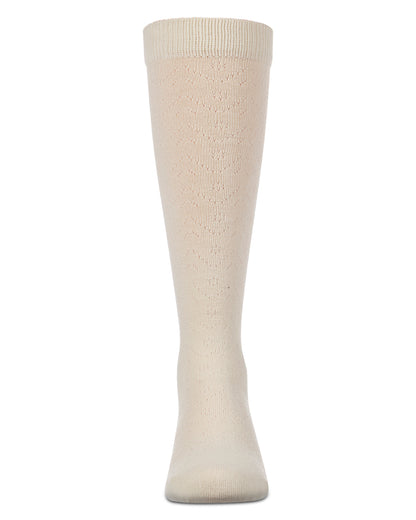 Girls Fine-Gauge Cotton-Rich Pointelle Knee High Sock