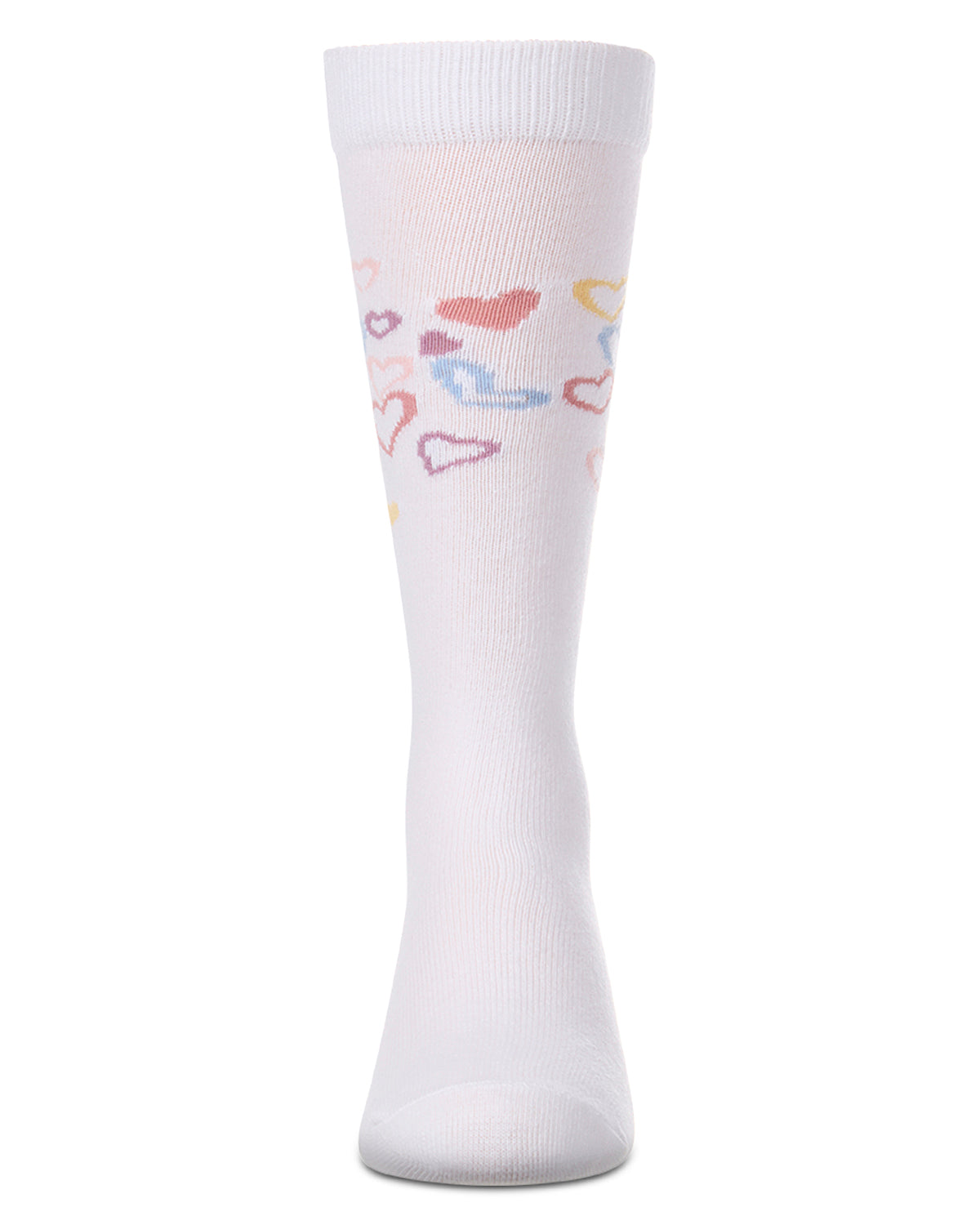 Girls "Overlapping Fun Hearts" Fine-Gauge Cotton-Rich Knee High Sock