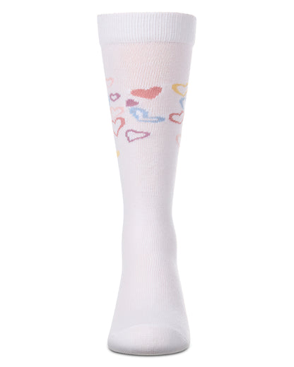 Girls "Overlapping Fun Hearts" Fine-Gauge Cotton-Rich Knee High Sock