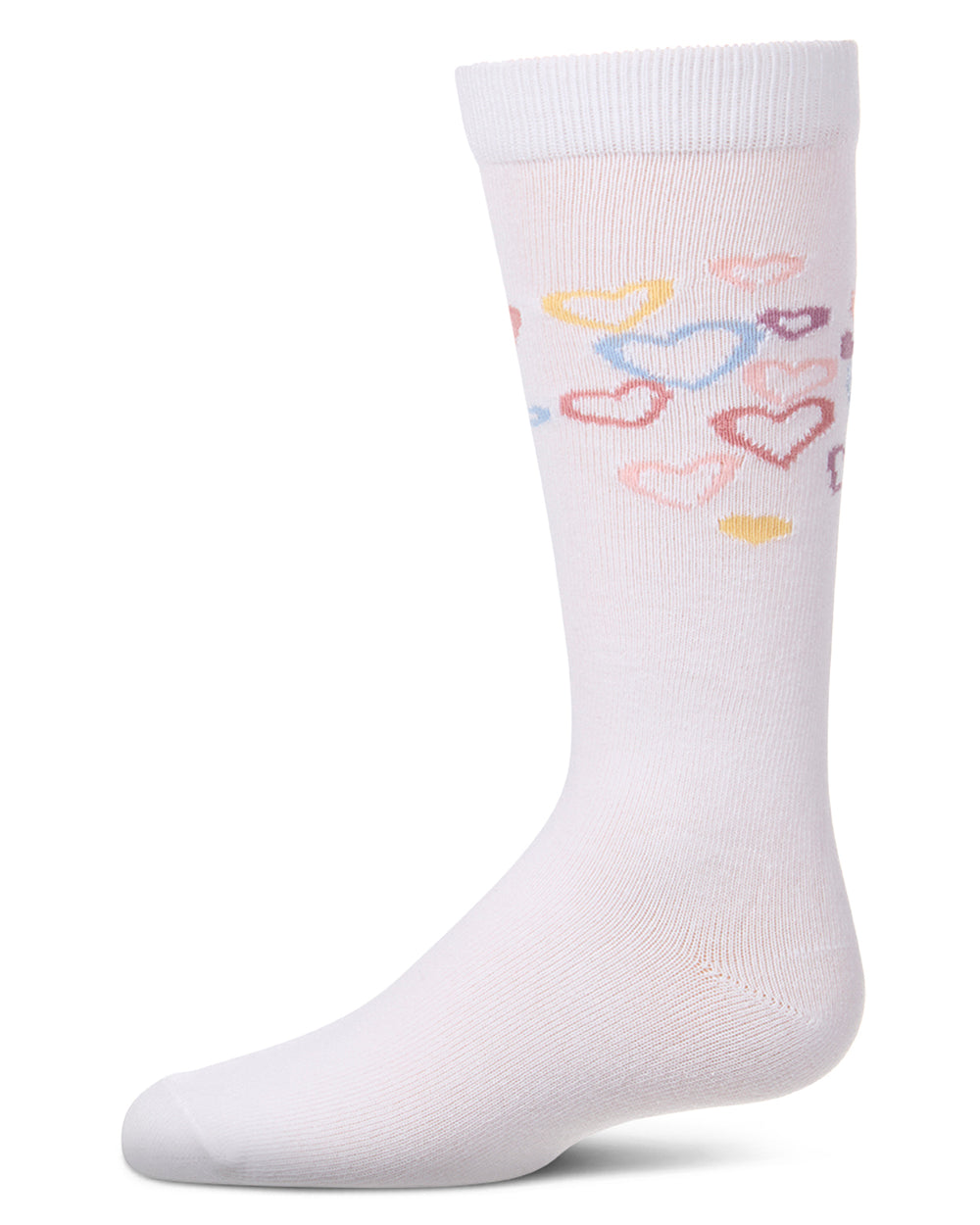 Girls "Overlapping Fun Hearts" Fine-Gauge Cotton-Rich Knee High Sock