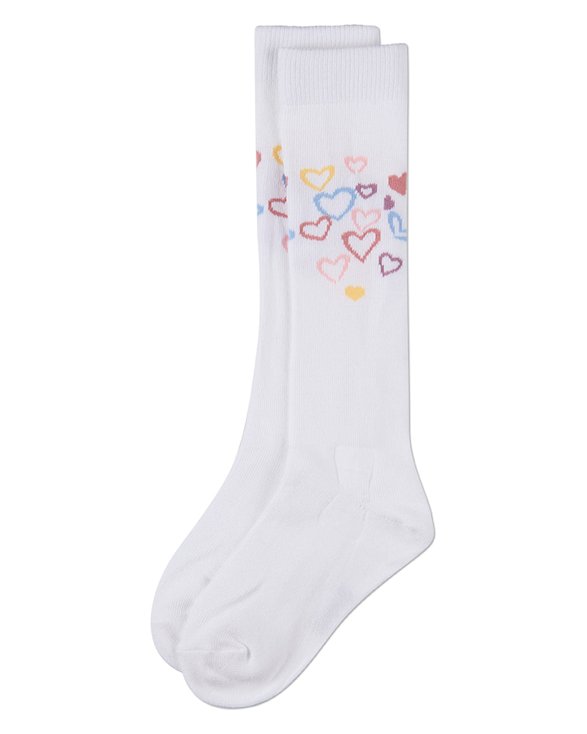 Girls "Overlapping Fun Hearts" Fine-Gauge Cotton-Rich Knee High Sock