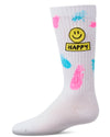 Girls "Happy Face" Cotton-Blend Knee High Sock with Splatter Graphics
