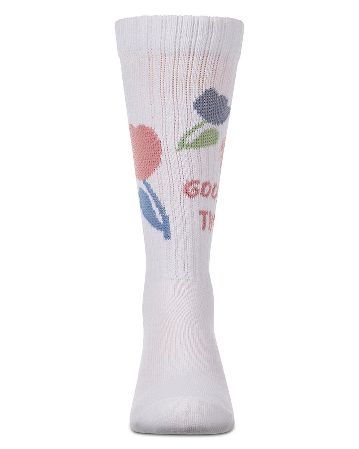 Girls "Good Time" Cotton-Blend Floral-Trim Novelty Knee High Sock