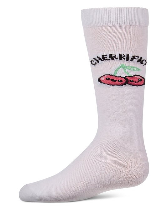 Girls "Cherrific"  Cotton-Rich Mini-Ribbed Novelty Knee High Sock