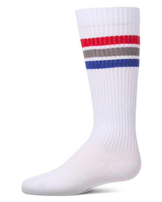 Girls Multi-Stripe Ribbed Cotton-Rich Varsity Knee High Sock