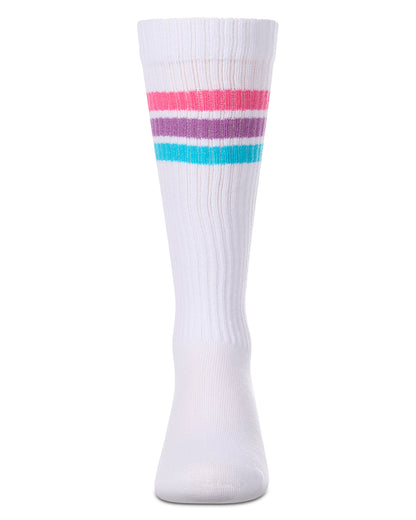 Girls Multi-Stripe Ribbed Cotton-Rich Varsity Knee High Sock
