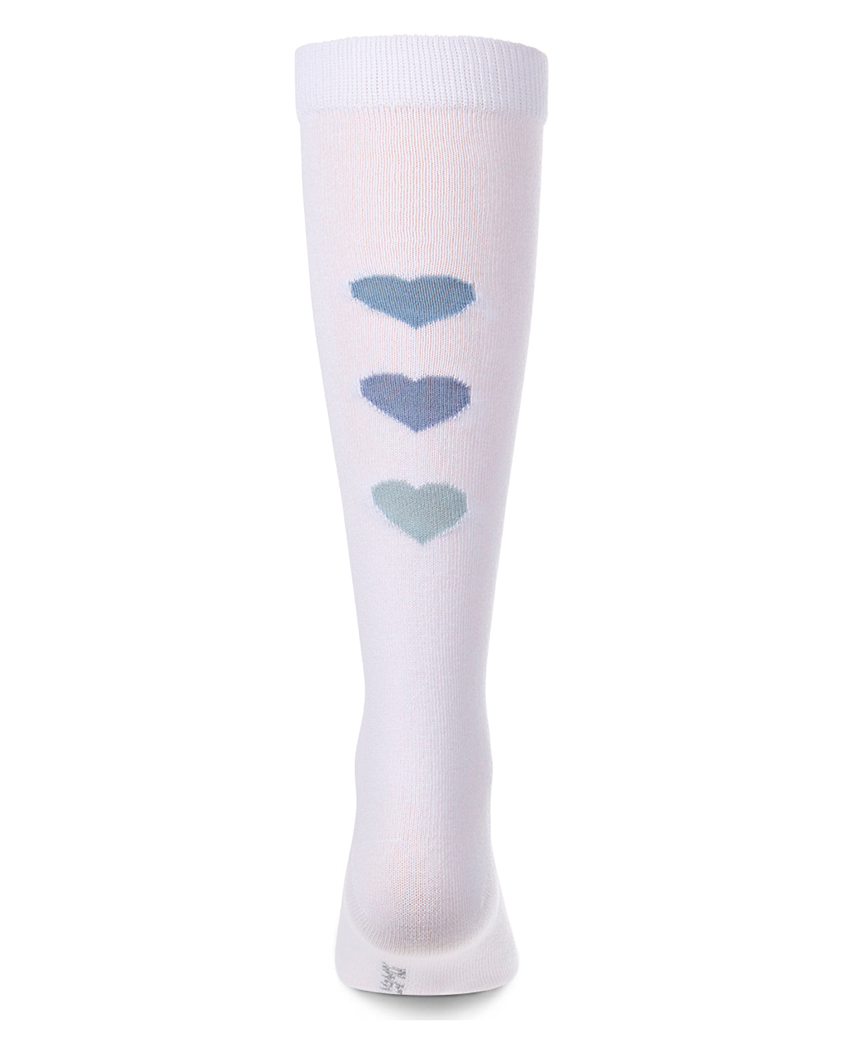 Girls "Triple Heart" Cotton-Rich Mini-Ribbed Heart-Themed Knee High Sock