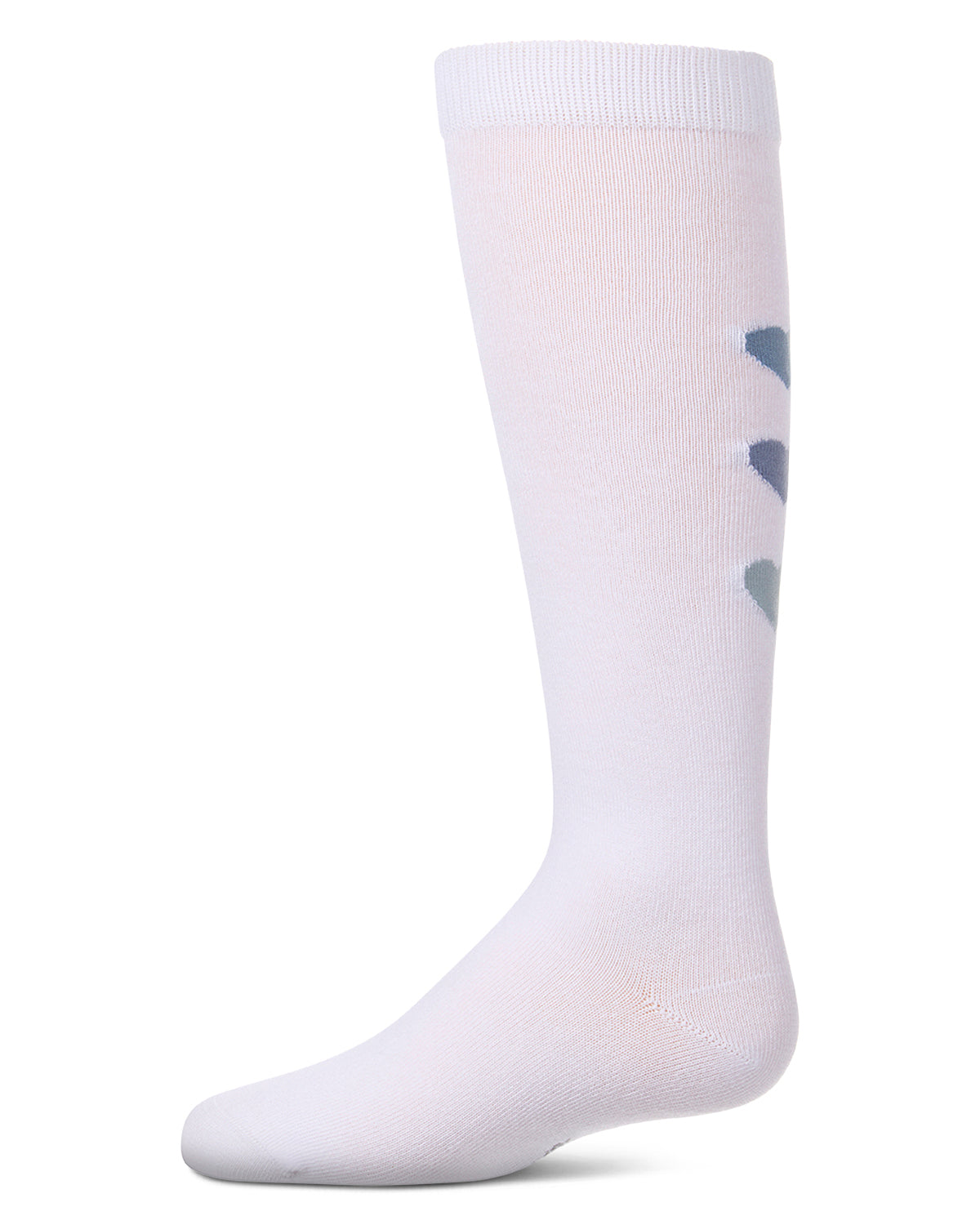 Girls "Triple Heart" Cotton-Rich Mini-Ribbed Heart-Themed Knee High Sock