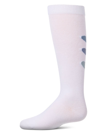 Girls "Triple Heart" Cotton-Rich Mini-Ribbed Heart-Themed Knee High Sock