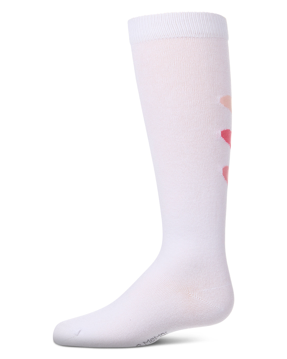 Girls "Triple Heart" Cotton-Rich Mini-Ribbed Heart-Themed Knee High Sock