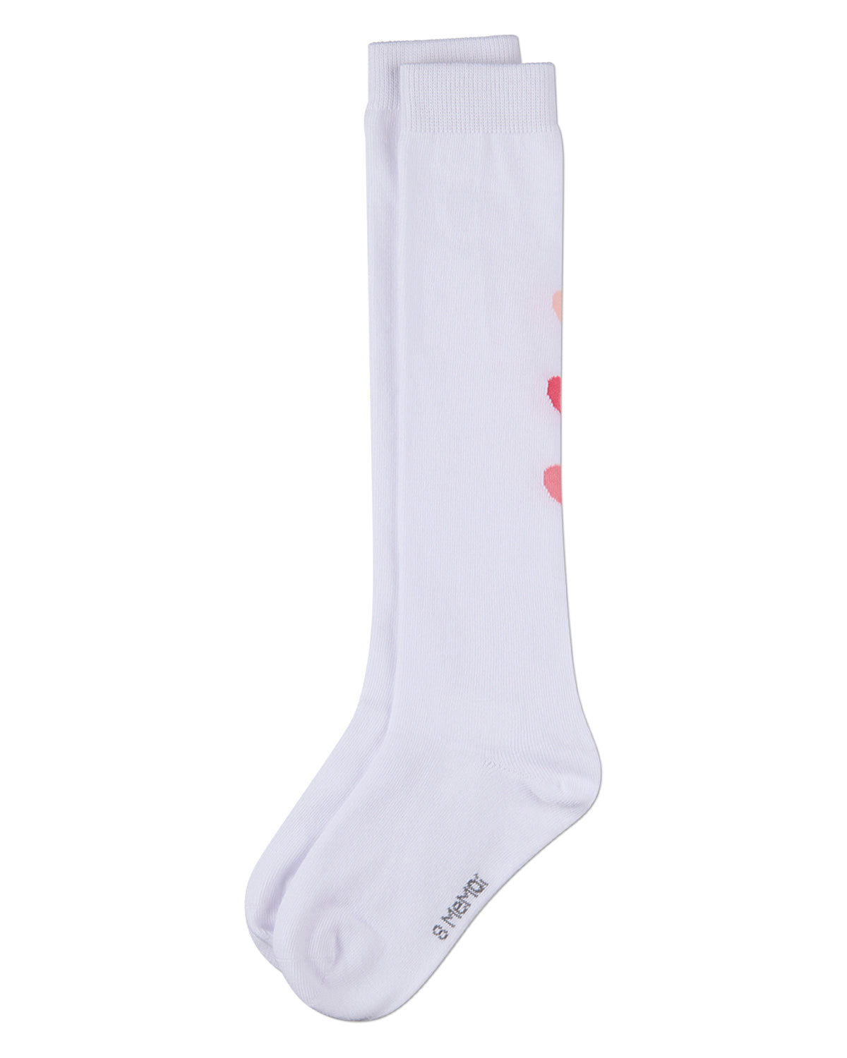 Girls "Triple Heart" Cotton-Rich Mini-Ribbed Heart-Themed Knee High Sock