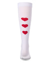 Girls "Triple Heart" Cotton-Rich Mini-Ribbed Heart-Themed Knee High Sock