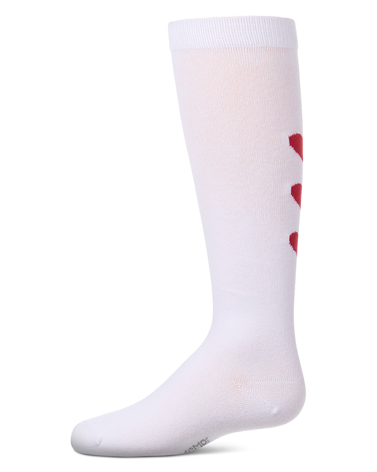 Girls "Triple Heart" Cotton-Rich Mini-Ribbed Heart-Themed Knee High Sock