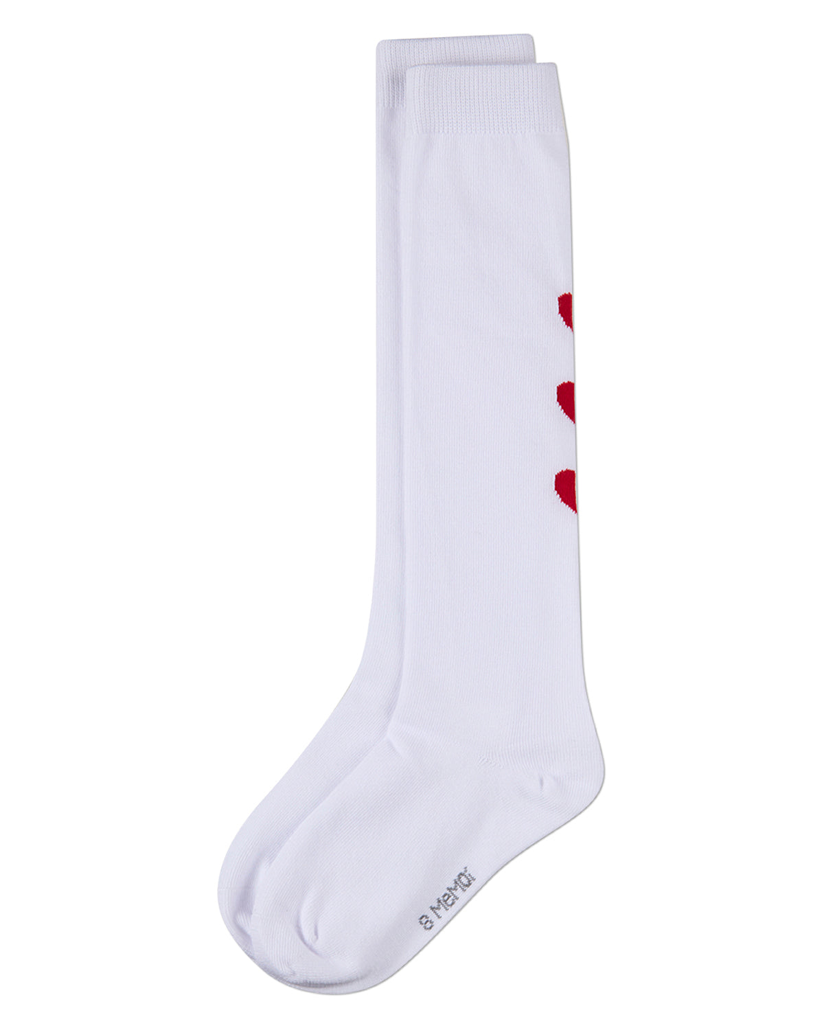 Girls "Triple Heart" Cotton-Rich Mini-Ribbed Heart-Themed Knee High Sock