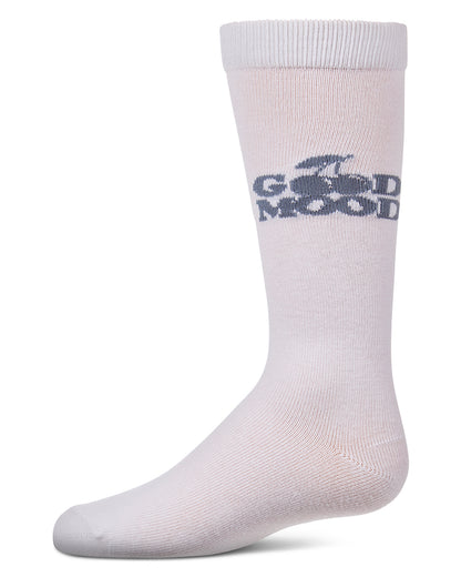 Girls "Good Mood" Mini-Ribbed Cotton-Rich Knee High Sock