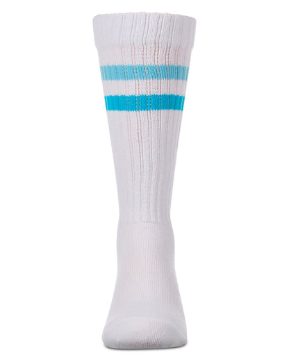 Girls Double Stripe Ribbed Cotton-Blend Varsity Knee High Sock