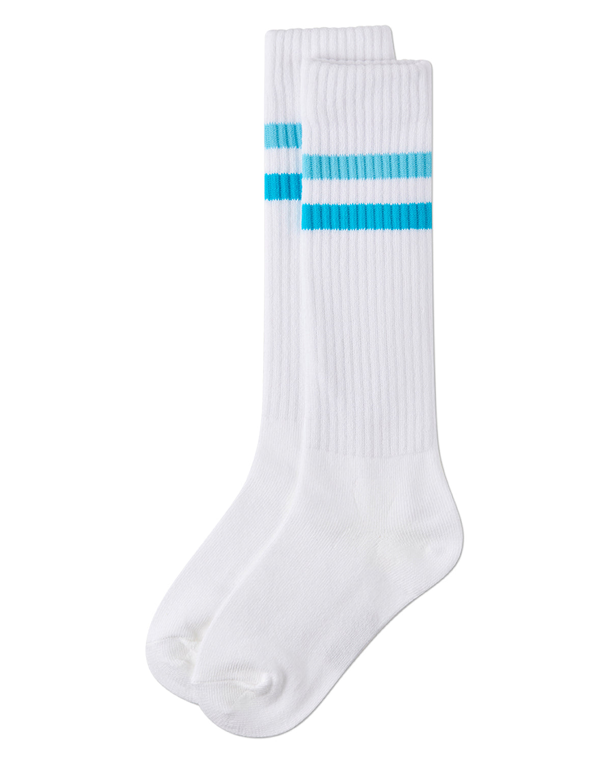 Girls Double Stripe Ribbed Cotton-Blend Varsity Knee High Sock