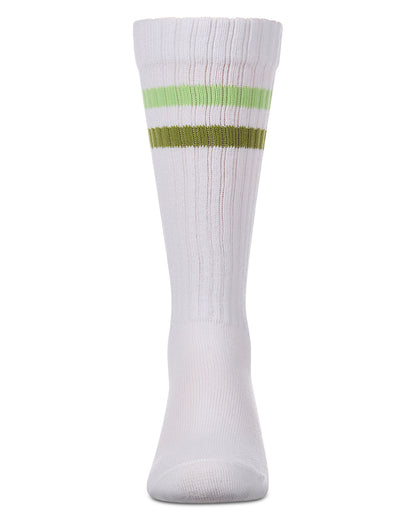 Girls Double Stripe Ribbed Cotton-Blend Varsity Knee High Sock