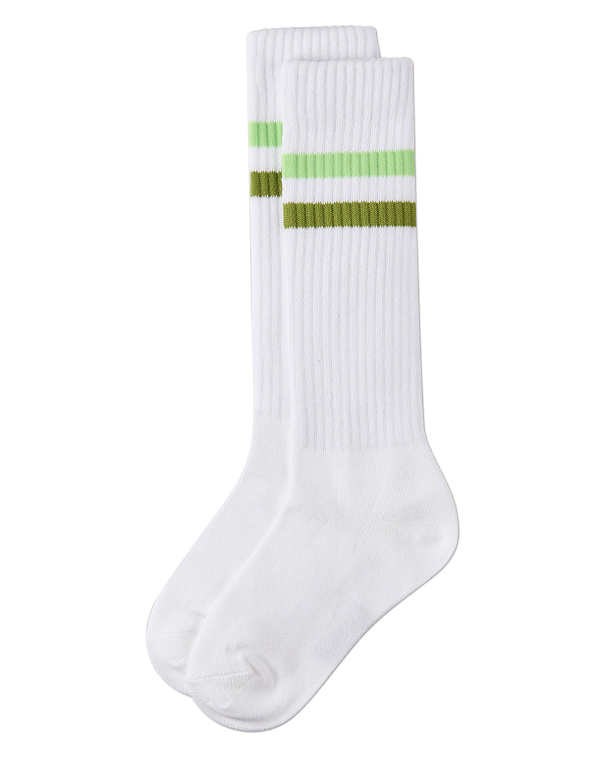 Girls Double Stripe Ribbed Cotton-Blend Varsity Knee High Sock