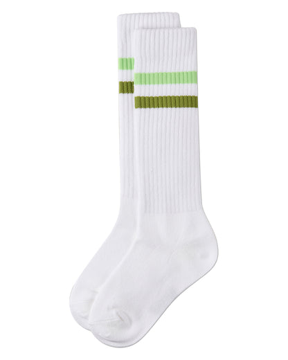 Girls Double Stripe Ribbed Cotton-Blend Varsity Knee High Sock