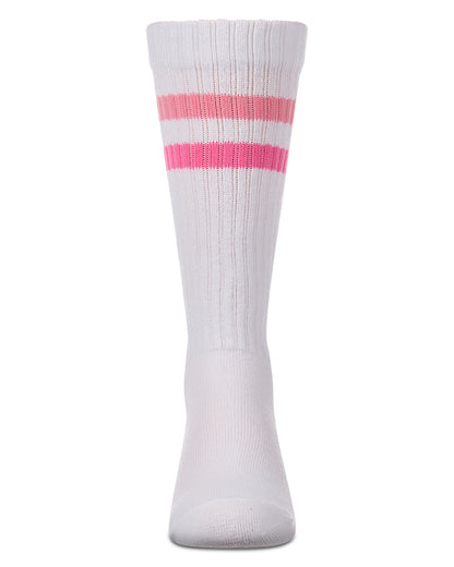 Girls Double Stripe Ribbed Cotton-Blend Varsity Knee High Sock