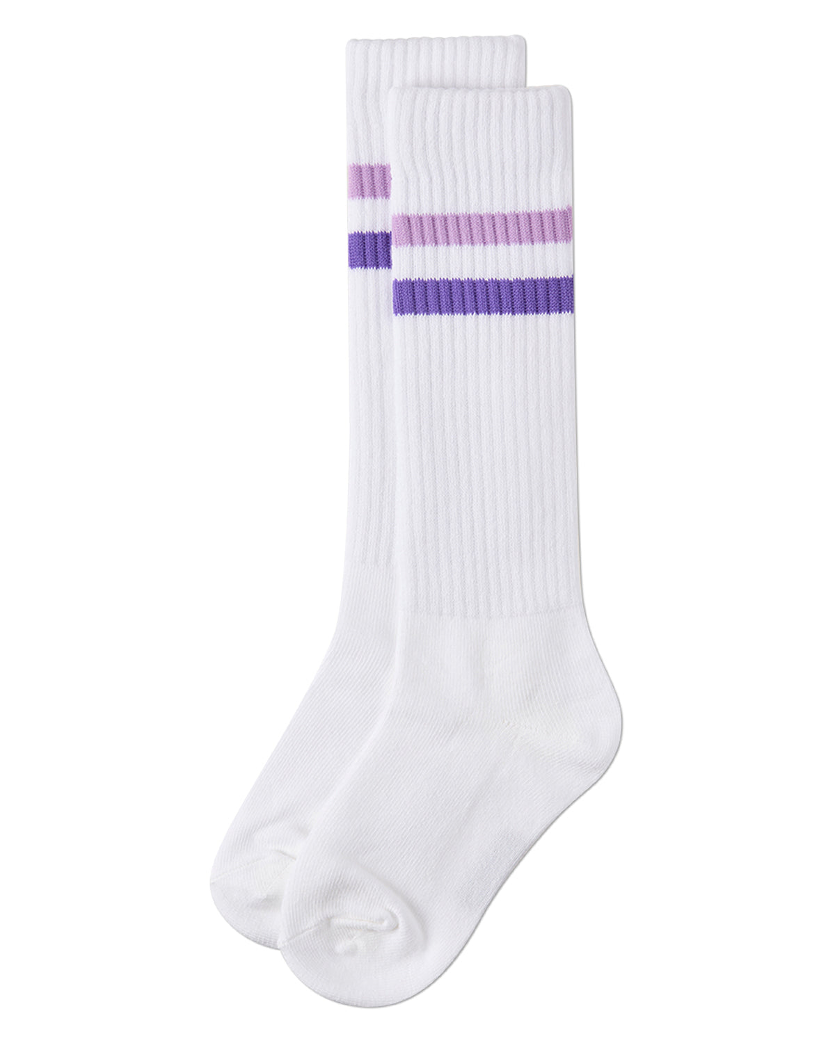 Girls Double Stripe Ribbed Cotton-Blend Varsity Knee High Sock