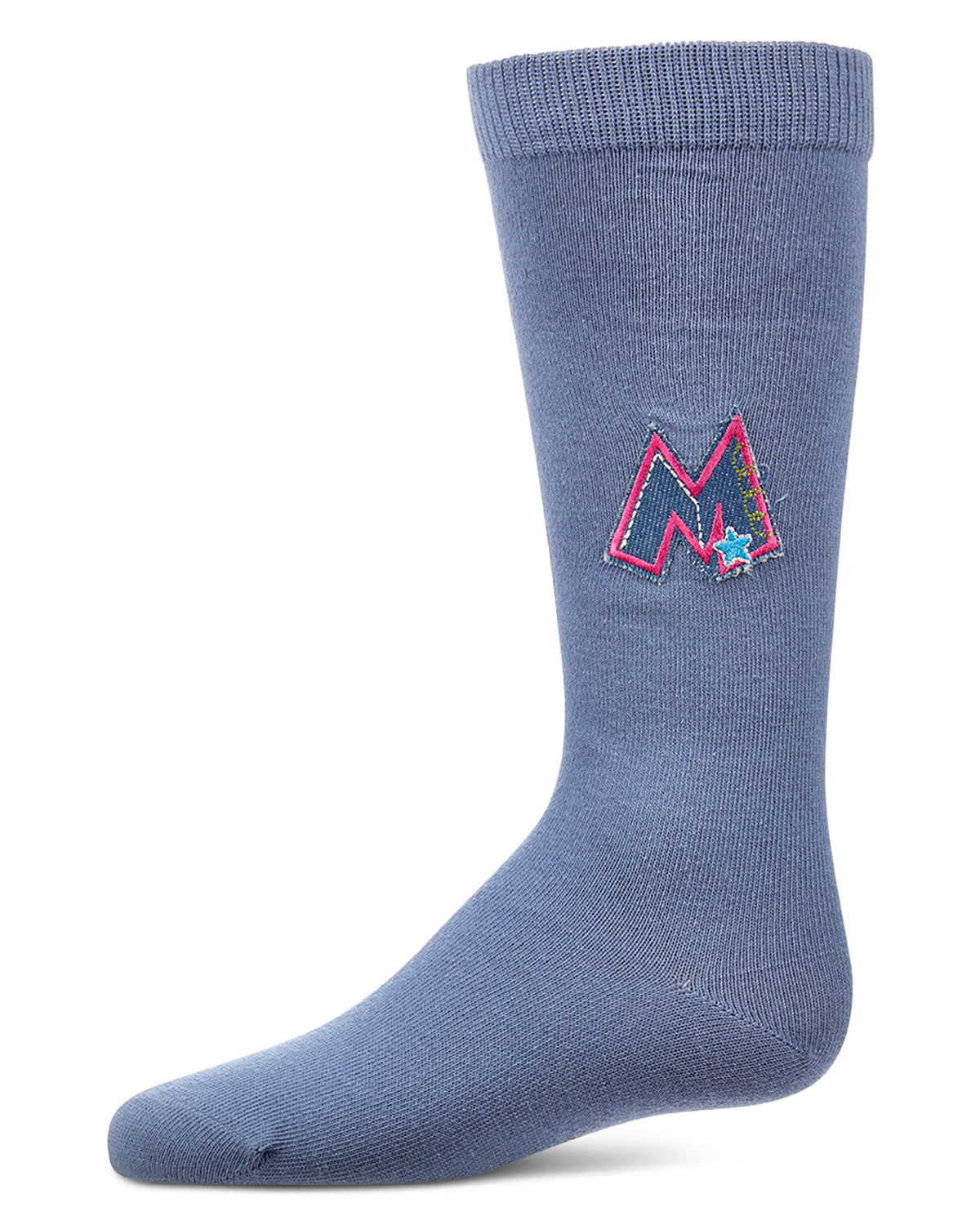 Girls Denim M-Patch Cotton-Rich Fine-Gauge Knee High Sock