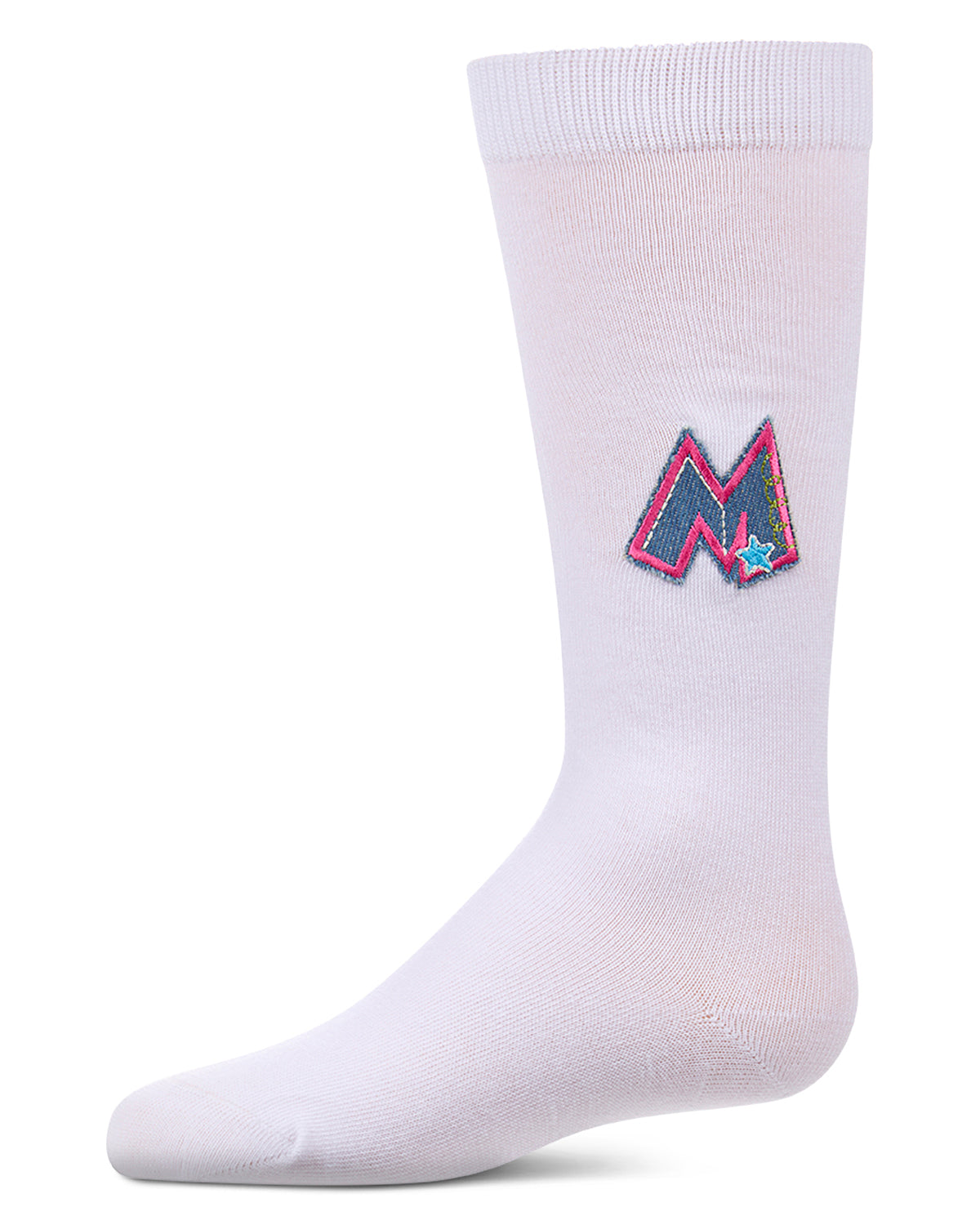 Girls Denim M-Patch Cotton-Rich Fine-Gauge Knee High Sock